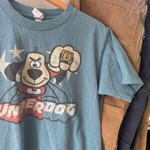 Vintage Feel Underdog Flying Logo Graphic Tee Faded Blue Alstyle T-Shirt